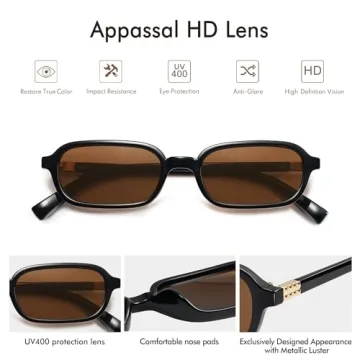 Appassal Retro Rectangular Sunglasses Stylish Durable UV Protection