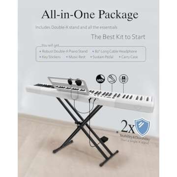 Longeye Piano Keyboard 88 Keys Compact Digital Piano for Beginners with Full Size Semi Weighted Keys...