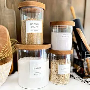 QUART + PINT 134 Kitchen Pantry Labels for Containers. Minimalist Preprinted Farmhouse Style. White ...