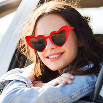 Frienda Heart Shaped Sunglasses - Vintage Style for Women