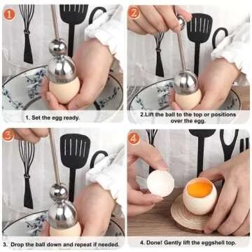 Egg Topper - Jawbush Egg Shell Opener, Stainless Steel Egg Cracker Tool for Soft or Hard Boiled Egg, Egg Separator Egg Shell Remover for Hard Raw Boiled Eggs
