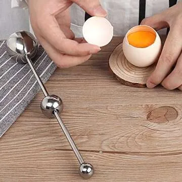 Egg Topper - Jawbush Egg Shell Opener, Stainless Steel Egg Cracker Tool for Soft or Hard Boiled Egg, Egg Separator Egg Shell Remover for Hard Raw Boiled Eggs