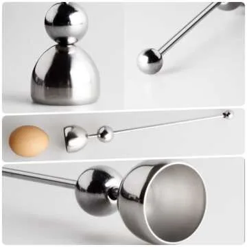 Egg Topper - Jawbush Egg Shell Opener, Stainless Steel Egg Cracker Tool for Soft or Hard Boiled Egg, Egg Separator Egg Shell Remover for Hard Raw Boiled Eggs