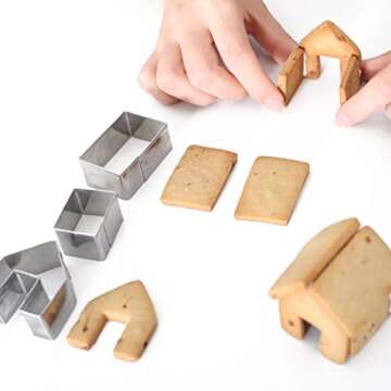 La Tartelette 3 Pcs Stainless Steel Christmas Mini House Mold Gingerbread Cookie Cutter Set Cupcake Chocolate House (Small)