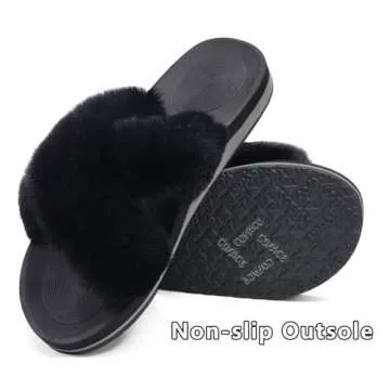 COFACE Women’s Fuzzy Slides: Chic & Comfortable Footwear