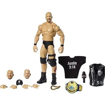 WWE MATTEL Ultimate Edition Stone Cold Steve Austin Action Figure, 6-in / 15.24-cm, with Interchange...