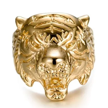 SAINTHERO Men's Vintage Gothic Tiger Head Ring Style