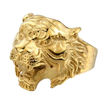 SAINTHERO Men's Vintage Gothic Tiger Head Ring Style