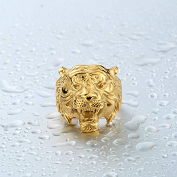 SAINTHERO Men's Vintage Gothic Tiger Head Ring Style
