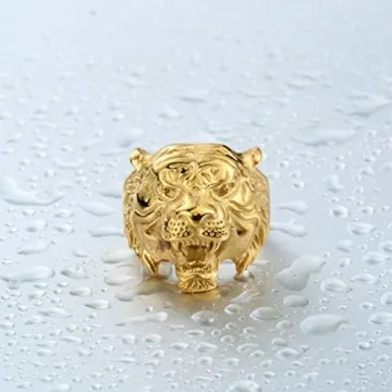 SAINTHERO Men's Vintage Gothic Tiger Head Ring Style