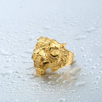 SAINTHERO Men's Vintage Gothic Tiger Head Ring Style