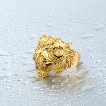 SAINTHERO Men's Vintage Gothic Tiger Head Ring Style