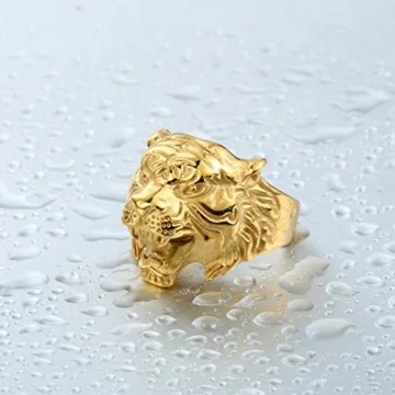 SAINTHERO Men's Vintage Gothic Tiger Head Ring Style