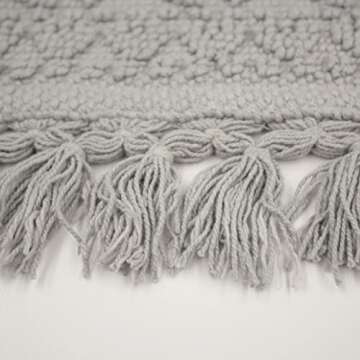 French Connection Nellore Bathroom Rugs, Woven and Beaded Bathroom Mats, Durable Non-Slip Bath Rugs, Thick BathMats for Bathroom and Shower Rugs, 17" x 28", Light Grey