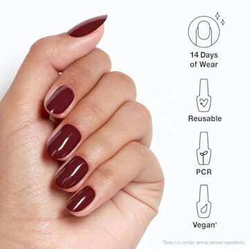 OPI xPRESS/ON Press on Nails | Short Round Dark Solid Nail Art Press On Nails | With Nail Glue | Long Lasting, Reusable, Non-damaging