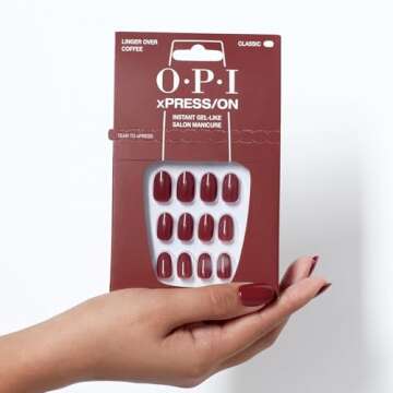 OPI xPRESS/ON Press on Nails | Short Round Dark Solid Nail Art Press On Nails | With Nail Glue | Long Lasting, Reusable, Non-damaging