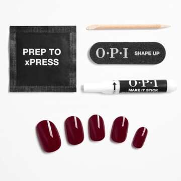 OPI xPRESS/ON Press on Nails | Short Round Dark Solid Nail Art Press On Nails | With Nail Glue | Long Lasting, Reusable, Non-damaging