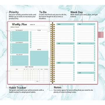 Undated Weekly Planner for Goals and Tasks