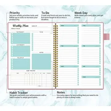 Undated Weekly Planner for Goals and Tasks