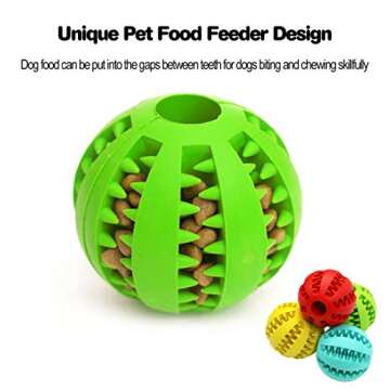Idepet Dog Toy Ball, Nontoxic Bite Resistant Toy Ball for Pet Dogs Puppy Cat, Dog Pet Food Treat Feeder Chew Tooth Cleaning Ball Exercise Game IQ Training Ball(Green)