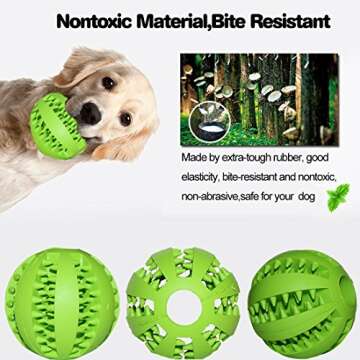 Idepet Dog Toy Ball, Nontoxic Bite Resistant Toy Ball for Pet Dogs Puppy Cat, Dog Pet Food Treat Feeder Chew Tooth Cleaning Ball Exercise Game IQ Training Ball(Green)