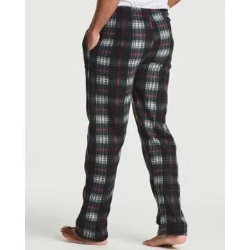 3 Pack: Mens Pajama Pants Lounge Fleece Buffalo Plaid Men PJ Bottoms Sleep Pockets Christmas Microfleece Men Pajamas Pjs Sleeping Sleepwear Night Knit Fluffy Winter Warm Sleeping Fuzzy Set 5-L