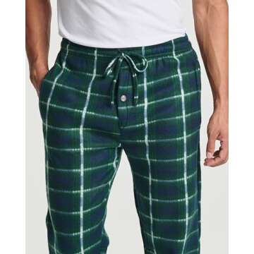 3 Pack: Mens Pajama Pants Lounge Fleece Buffalo Plaid Men PJ Bottoms Sleep Pockets Christmas Microfleece Men Pajamas Pjs Sleeping Sleepwear Night Knit Fluffy Winter Warm Sleeping Fuzzy Set 5-L