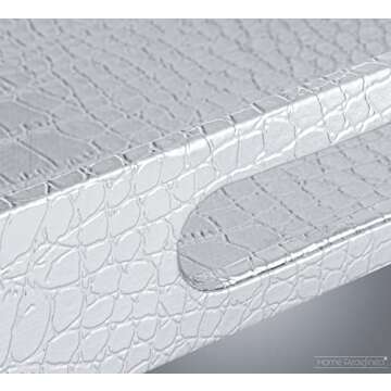 Home Redefined 18"x12" Silver Glossy Crocodile Faux Leather Serving Tray Beautiful Modern Elegant Decorative Tray with Handles Ottoman Coffee Table Tray for All Occasion's