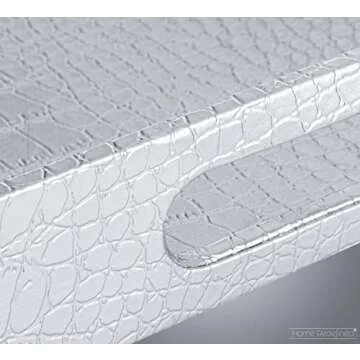 Home Redefined 18"x12" Silver Glossy Crocodile Faux Leather Serving Tray Beautiful Modern Elegant Decorative Tray with Handles Ottoman Coffee Table Tray for All Occasion's