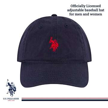 U.S. Polo Assn. mens U.s. Polo Assn. Washed Twill Cotton Adjustable Hat With Pony Logo and Curved Br...