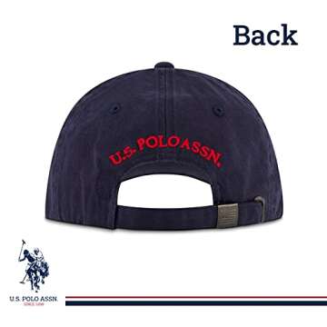U.S. Polo Assn. mens U.s. Polo Assn. Washed Twill Cotton Adjustable Hat With Pony Logo and Curved Brim Baseball Cap, Navy Blue, One Size US