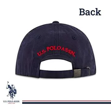 U.S. Polo Assn. mens U.s. Polo Assn. Washed Twill Cotton Adjustable Hat With Pony Logo and Curved Brim Baseball Cap, Navy Blue, One Size US