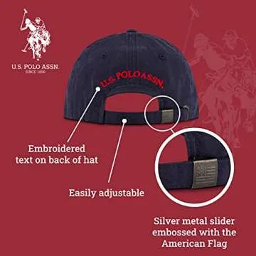 U.S. Polo Assn. mens U.s. Polo Assn. Washed Twill Cotton Adjustable Hat With Pony Logo and Curved Brim Baseball Cap, Navy Blue, One Size US