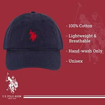U.S. Polo Assn. mens U.s. Polo Assn. Washed Twill Cotton Adjustable Hat With Pony Logo and Curved Brim Baseball Cap, Navy Blue, One Size US