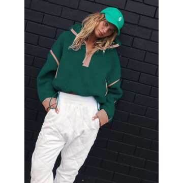 Kumufenc Women's Fleece Half Zip Pullover for Comfort