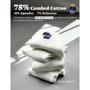 Women's Cool Animal Fun Crazy Socks 5Pairs Women's Cute Bear Casual Cotton Crew Socks (White), Size 4-7