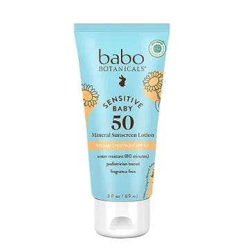 Babo Botanicals Sensitive Baby Mineral Sunscreen Lotion SPF50 - Natural Zinc Oxide - Fragrance-Free ...
