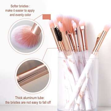 16PCs Marble Makeup Brushes Set Premium Synthetic Face Eye Lip Make Up Brush Kits for Foundation, Powder,Eyeshadow,Eyebrow,Eyelash,Eyeliner,Blending,Concealer,Contour,Highlight