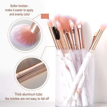 16PCs Marble Makeup Brushes Set Premium Synthetic Face Eye Lip Make Up Brush Kits for Foundation, Powder,Eyeshadow,Eyebrow,Eyelash,Eyeliner,Blending,Concealer,Contour,Highlight