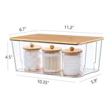 Hudgan Plastic Storage Containers with Bamboo Lids - Set Of 4 for Stylish Organization
