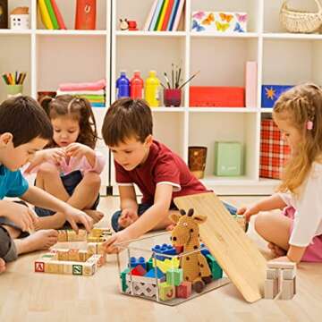 Stylish Hudson Bamboo Lidded Storage Bins Set of 4 - Organize Effortlessly