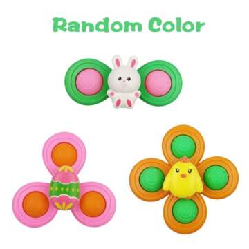 Anditoy 3 Pack Easter Suction Cup Spinner Toys for Kids - Fun & Engaging Sensory Gifts