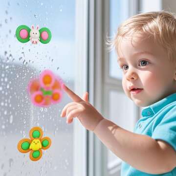Anditoy 3 Pack Easter Suction Cup Spinner Toys for Kids