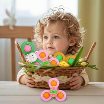 Anditoy 3 Pack Easter Suction Cup Spinner Toys for Kids