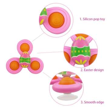 Anditoy 3 Pack Easter Suction Cup Spinner Toys for Kids