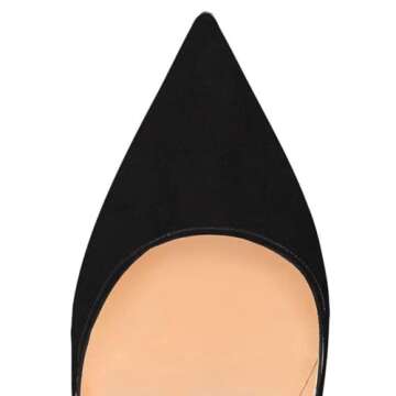 FSJ Women Classic Pointed Toe High Heels Sexy Stiletto Pumps Slip On Office Lady Casual Dress Party Shoes Size 11 Black-Suede