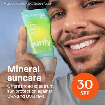 ATTITUDE Mineral Sunscreen with Zinc Oxide, SPF 30, EWG Verified, Broad Spectrum UVA/UVB Protection,...