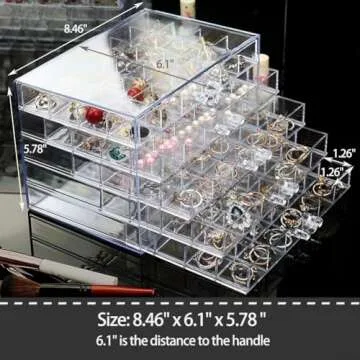 YUFONG Earring Storage Box Organizer, Acrylic Jewelry Storage Box Holder 5 Drawers Transparent Jewelry Display Stand with 120 Small Compartments Gift Boxes for Women Girls