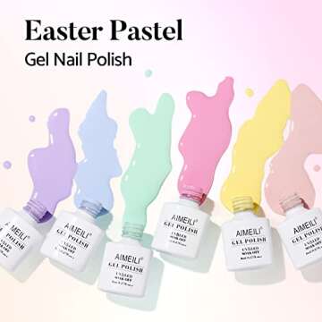 AIMEILI Soak Off Spring Summer Gel Polish Easter Pastel Pink Yellow Blue Purple Gel Nail Polish East...