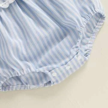 BemeyourBBs Newborn Baby Girl Easter Outfit Bunny Bubble Romper Embroidery Cute Smocked Baby Girl Clothes (Bunny Carrot Striped Blue, 12-18 Months)